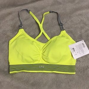 NWT neon yellow & black VS Sport sports bra